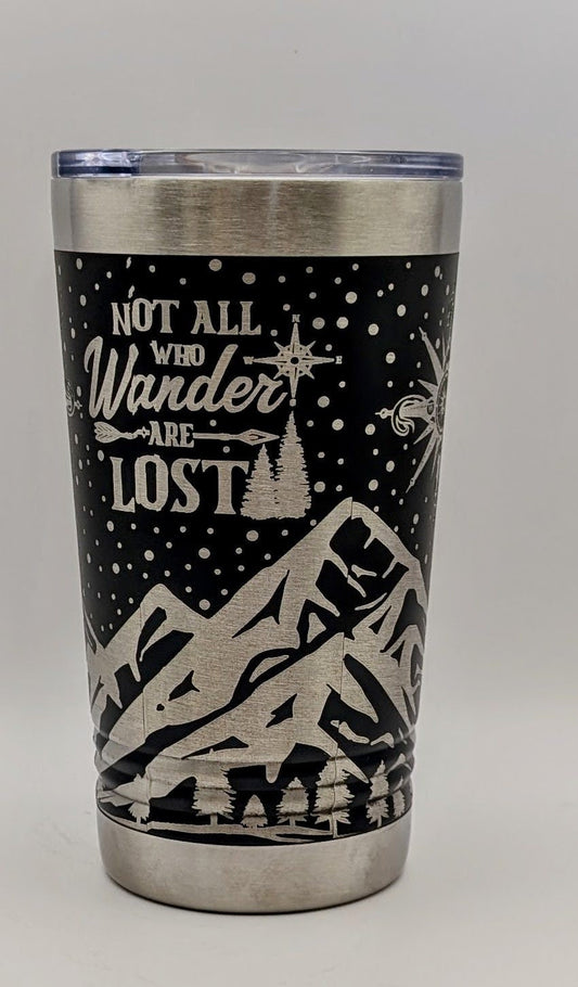 Personalized Cup | 20 oz Laser Engraved Tumbler | Insulated | Travel Mug | Wanderer | Hiker | Great gift for him or her | Coffee | Beer