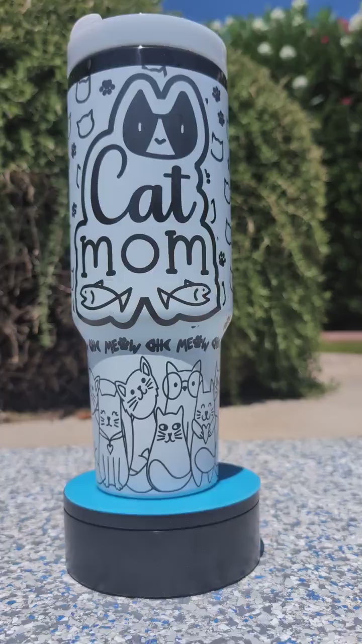 Personalized Cup | 40 oz Laser Engraved Tumbler | Insulated | Cat Mom | Cat Lover | Great gift for him or her